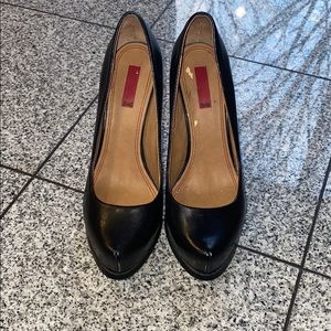 Saks Fifth Avenue “Lila” black leather platforms
